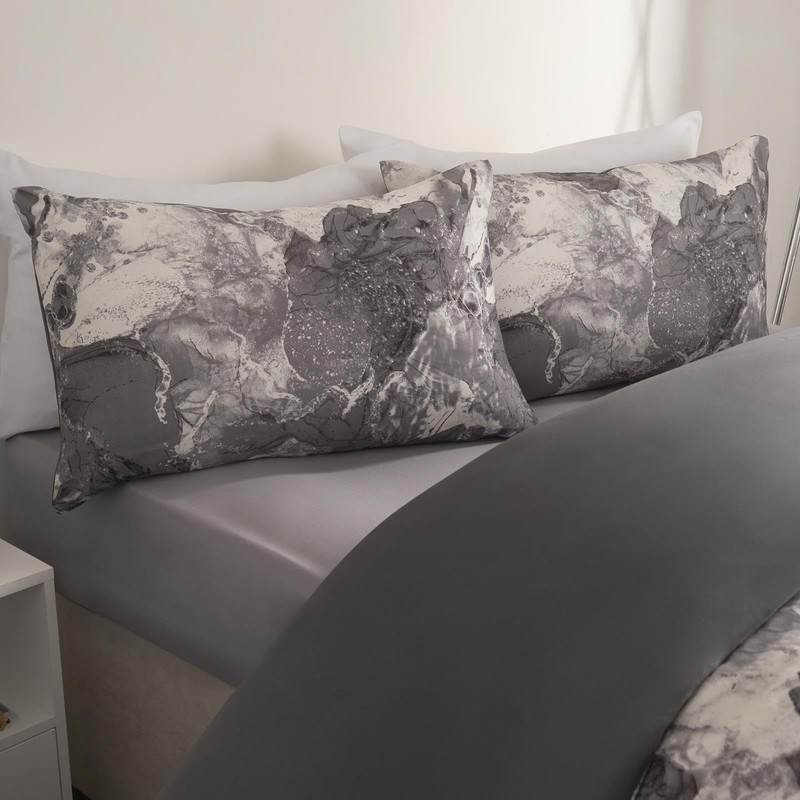 OHS Double Duvet Set, Reversible Marble Bedding Super Soft Double