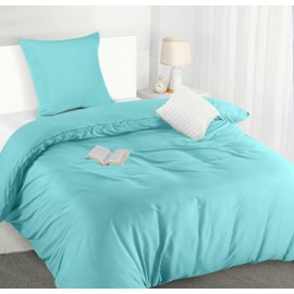 Utopia Bedding Bed Linen 135 x 200 cm Set - Microfibre Duvet Cover 135 x 200 cm + 1 Pillowcase 80 x 80 cm - Spa Blue