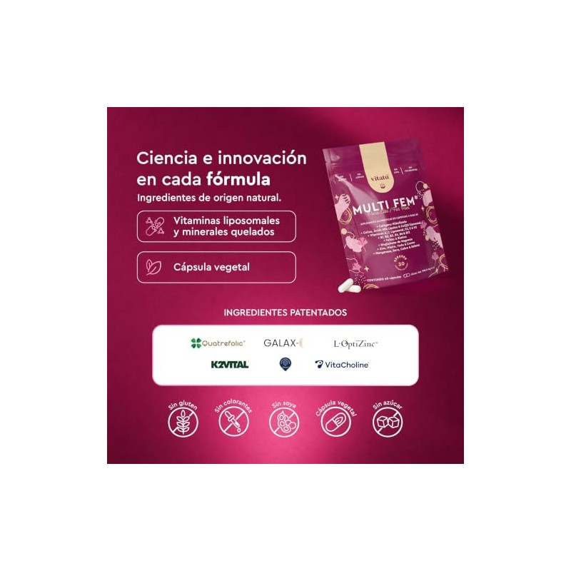 Vitatú Multifem Multivitamínico Mujer Cápsulas Días Colágeno Hidrolizado Vitaminas Minerales
