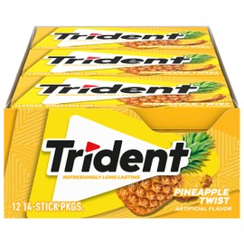 Trident Pineapple Twist Sugar-Free Chewing Gum, 12 Packs of 14 Pieces (168 Total Pieces)