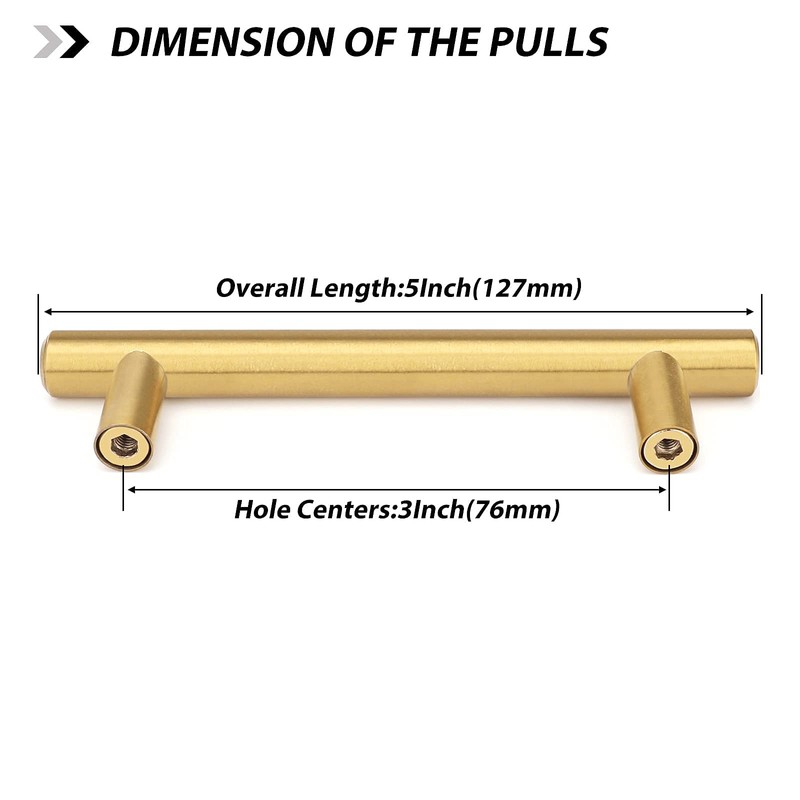 goldenwarm 1 Piece Gold Cabinet Drawer Pulls Kitchen Hardware LS201GD76