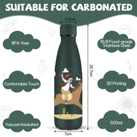 HoneyHolly Stainless Steel Water Bottle, 500 ml, BPA-Free, Thermos Flask, 18/8 Stainless Steel, Children's Water Bottle, Double-Walled Vacuum Insulated, Thermos Flask for School, Outdoor, Camping,