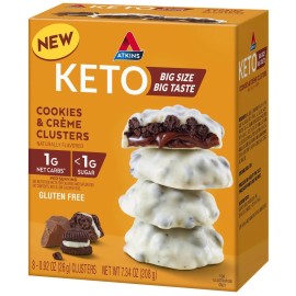 Atk New Keto Cookies & Crème Clusters - 8 Count, Gluten-Free, High Fiber,Low Carb