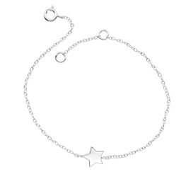 925 Sterling Silver Italian Star Bracelet For Women Girls, Length 18 cm, Extension 2 cm, Thickness 1 mm, Silver Plated & E-Coat Finishing, Jewelry Gift For Her on Birthday, Anniversary & Christmas