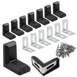 Zorveiio 20 Pcs 1" Plastic Right Angle Bracket L Brackets, Metal 90 Degree Corner Brace Corner Support for Wood Shelf Chair Cabinet Box-Black