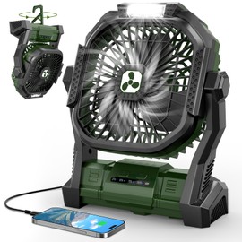 Portable Rechargeable Fan, 20000mAh Cordless Battery Powered Camping Tent Fans with LED Lantern, Small USB C Operated Outdoor Ventilador for Travel Camp Fishing Picnic Home Power Outage Emergency