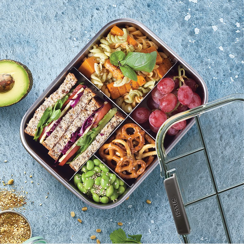 Smash Stainless Steel Bento Lunch Box, 5 Compartments, Black 40041