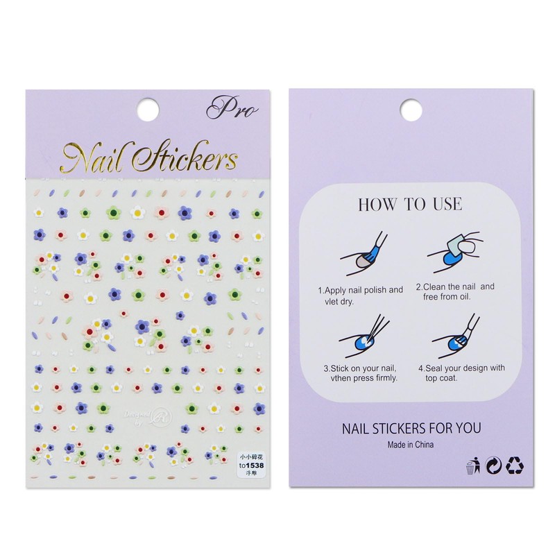 JMEOWIO 3D Nagelsticker Bunte Blume Nail Art Sticker Selbstklebend Nagelaufkleber