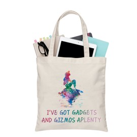 BDPWSS Mermaid Tote Bag For Girls Beach Lover Gift Beach Themed Gift I’ve Got Gadgets And Gizmos Aplenty Summer Vacation Gift (gizmos aplenty TG2CA)
