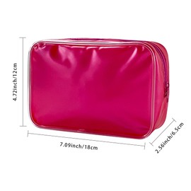 TotePrint Pure Colour Transparent Glue Bone PVC Cosmetic Bag Organizer 7.09 x 2.56 x 4.72inch Waterproof Blue Makeup Bag for Toiletries, Clear Cosmetic Bag for Women (Dark red)