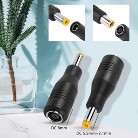 PNGKNYOCN 8mm DC Power Plug，DC 5.5mm x 2.1mm Male to DC 8mm Female Connectors for Transfer Between Devices with 8mm and 5.5x2.1mm Ports (4-Pack