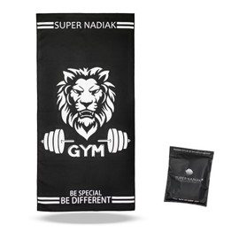super NADIAK Gym Towel - Microfiber Towel - Microfiber Sheet Ideal for Weight Room - Towel for Workouts - Both Indoors and Outdoors Sport,Fitness,Gym (Black/White/Leo)