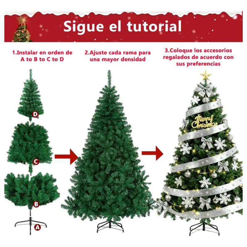 HERFLOS INTERACTIVO - Árboles De Navidad 2.2m Verde Pino Artificial