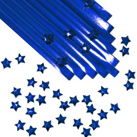 500-Strip Blue Foil Paper Strips for Making Origami Stars, Lucky Stars, Puff Stars, & Weaving Crafts. Reflective Mirror Shiny Paper Strips, 0.5 x 11 inch. (Blue Foil, 500)