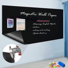 Self Adhesive Chalkboard Wall Sticker, Magnetic Receptive Blackboard Thick Contact Paper with Chalks, Peel and Stick Chalknetic Chalkboard Roll for School Office Home, 60 x 36 inches
