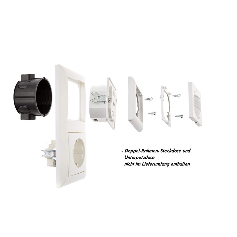 Huber Motion 180° Motion Detector, White, Recessed, Flush-Mounted, Energy-Efficient