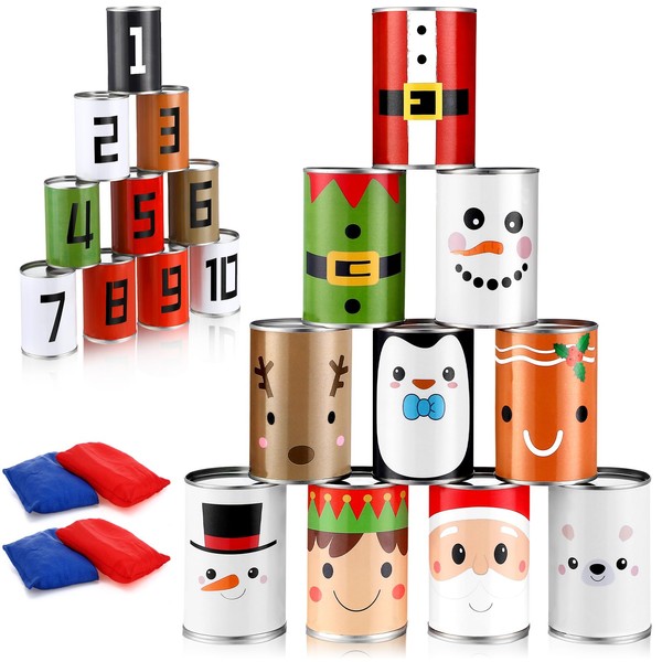 Libima Christmas Can Toss Game 10 Tin Cans in 10