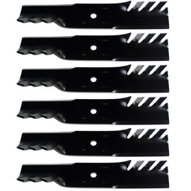 USA Mower Blades (6 CMB184BP Toothed Extra High Lift Blade Fits Bad Boy 038-5350-0050 038-5350-00 Length 16 1/2 in. Width 3 in. Thickness .250 in. Center Hole 5/8 in. 32 in. 48 in. Deck