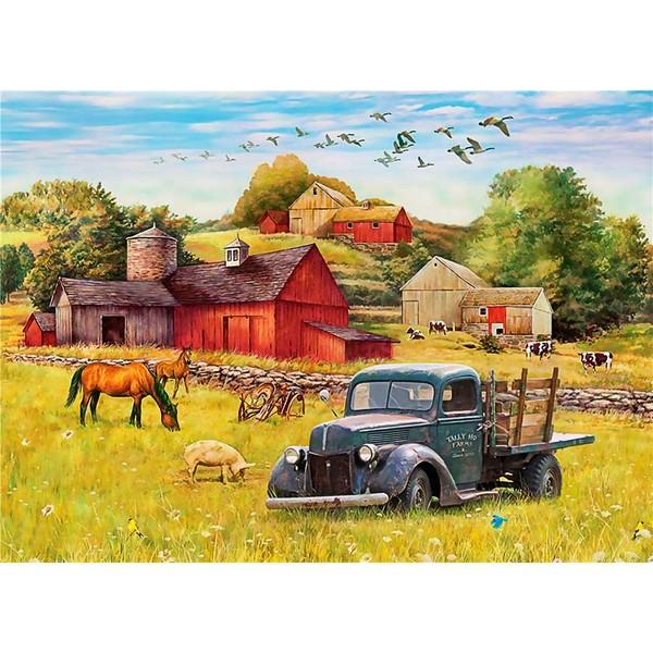 DIY Paint by Numbers Kits, Amiiba Farmhouse Animals Truck Country Scene 16x20 inch Acrylic Painting by Number Wall Art Crafts (Farmhouse, Without Frame)