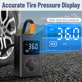 Tyre Inflator Air Compressor, CZK-5646 150PSI Car Tyre Pump 6000mAh 5 Mode Digital Display Auto Shut-Off w/Air Pressure Guide for Car, Bicycle, Motorcycle, Ball