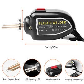 Behogan 100W Kunststoff Schweißgerät, Stoßstangen Reparatur Set, Kunstoffschweißgerät mit 200pcs in 4 Arten Schweißnagel, Kunststoff Reparaturset, Stoßstangenreparatur am Auto, 500°C Max