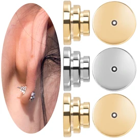 HINZIC 3 Pairs Silver Gold Earring Backs for Heavy Earrings, Large Earring Support Lifter Backs Replacements for Droopy Ears Thick Earlobe Locking Earring Studs Women