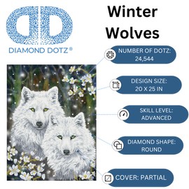 DIAMOND DOTZ ® - Winter Wolves, Partial Drill, Round Dotz, Diamond Painting Kits, Diamond Art Kits for Adults, Gem Art, Diamond Art, Kits, 20"x25"