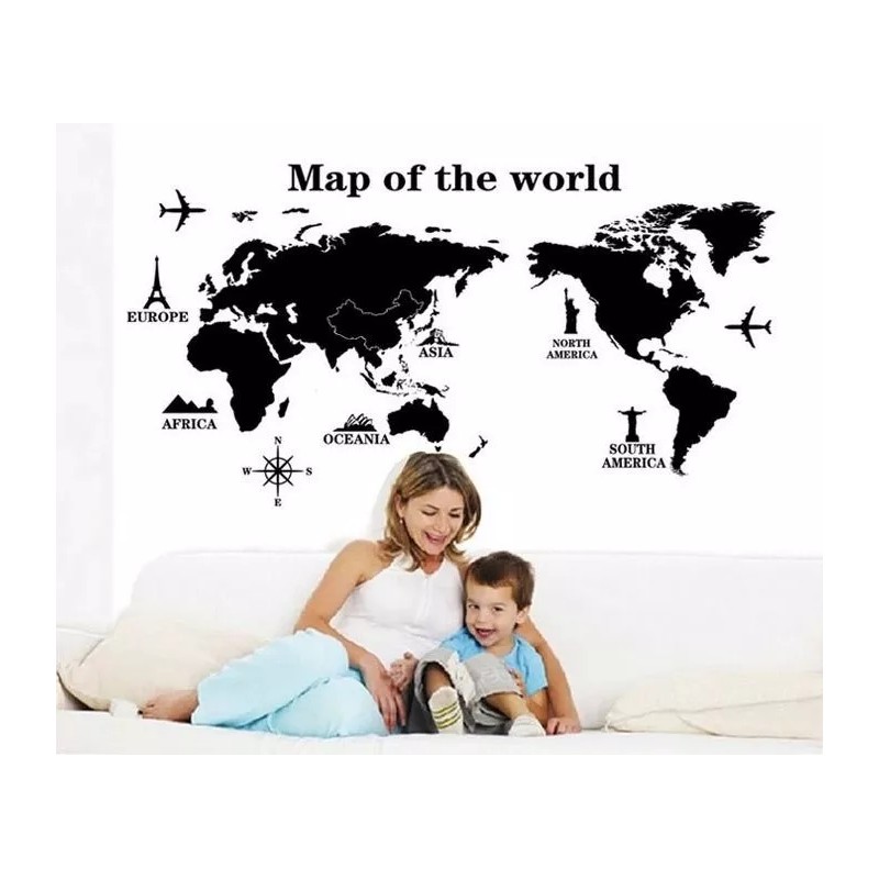 DaraBaby Vinil Decorativo Sala Habitación Estancia Mapa Mundial Mural