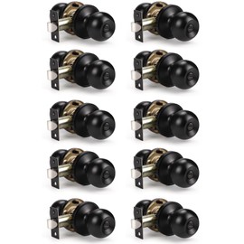 KNOBWELL 10 Pack Matte Black Door Knobs Privacy Door Knob, Bed and Bath Door Knob Door Lockset, Locking Door Knob, Interior Door Knob