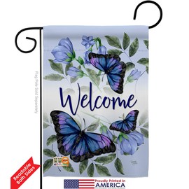 Bugs & Frogs Purple Butterflies Garden Flag Friends Butterfly Ladybugs Dragonfly Bee Springtime Insect Natural Wildlife Small Decorative Gift Yard House Banner Double-Sided Made In USA 13 X 18.5