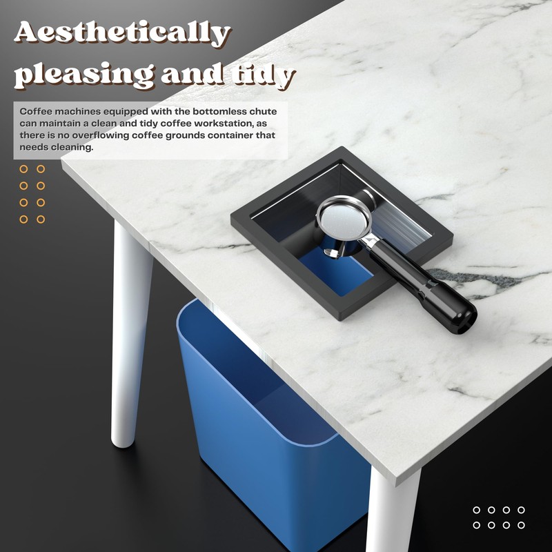 Bottomless Coffee Knock Box, Stainless Steel Espresso Knock Box Chute