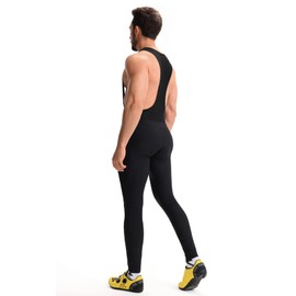 CEROTIPOLAR Men's Thermal Fleece Bathroom Access Cycling Bibs Tights, Bike Bibs Pants for Fall and Cold Winter Black