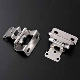 24 Pack 1/2 inch Overlay Semi Partial Wrap Around Cabinet Hinges(Nickel,12 Pairs),Kitchen Cabinet Door Hinges,Nickel Hinges Cabinet Hardware Self-Closing Cabinet Hinges with Screwdriver