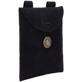 CREATCABIN Velvet Belt Pouch Waist Packs Costume Accessories Viking Knight Belt Bag Rectangle Medieval Waist Bag with Button Belt Purse Pocket for Show Cosplay Witchcraft Wiccan Supplies Black 6x7inch