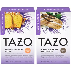 TAZO Tea Bags, Glazed Lemon Loaf Herbal Tea, & Vanilla Bean Macaron Black Tea 15CT (1ea) (Variety Pack)