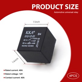 AWGUKA 4 PCS 40A Automotive Relay, 12V 5 Pin Waterproof Flame Retardant Housing Starting DC Relays, Pure Copper Coil Plug and Play Relay Switch, for Car and Boat Engines Repair Accessory (Black)