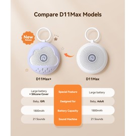 Dreamegg D11Max+ White Noise Machine Baby, Weißes Rauschen Baby mit Babysicherem und BPA-freiem Silikonbezug, 21 Beruhigende Klänge, Sturzsicher für Aktive Babys, Reisefreundlich für Kinderwagen