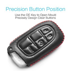 MECHCOS Compatible with Ram 1500 2500 3500 Ram 4000 Ram 4500 5500 Jeep Cherokee Leather Case Key Fob Cover Keyless Remote Start Control Holder Protector