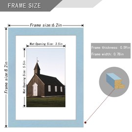 Picrit 5x7 Picture Frame Set of 4, Made of High Definition Real Glass, Display 4x6 with Mat or 5x7 Without Mat, Photo Frames for Wall Mounting or Table Top Display，Blue