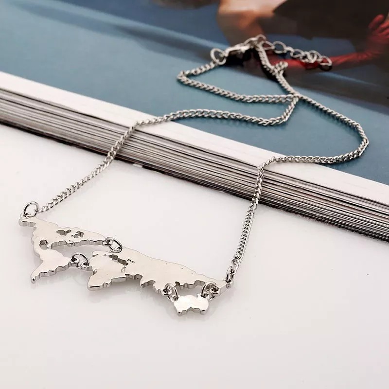 Patry Deluxe Collar Mapamundi Dije Viajero Mochilero Mapa Mundo Colgante
