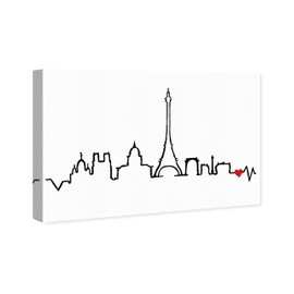 The Oliver Gal Artist Co. Cities Wall Art Canvas Prints 'Paris Hearted Skyline' Home Décor, 45" x 30", Black, White