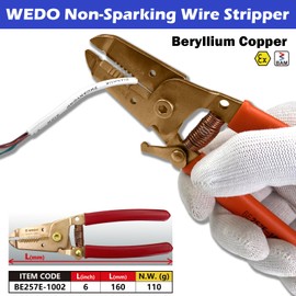 WEDO Wire Stripper with Opening Spring, Non-Sparkling Wire Crimper, Length 160 mm (6 Inches), Beryllium Copper Stripping Tool, Wire Cutter, Comfortable Handle, Non-Magnetic, Corrosion Protection,