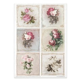 ITD Collection RP063 Rice Paper Flower Post Rose 21 x 30 x 0.15 cm