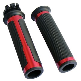 MotorToGo Red CNC Aluminum 7/8" 22mm Handlebar Grips with Throttle Tubes for 2016 Ducati Monster 821