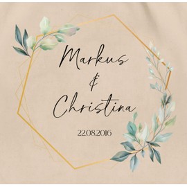 Turnbeutel Rucksack - Taschen - Geschenk Hochzeit mit Namen und Datum personalisiert I Persönliche Geschenke zur Hochzeit Geschenke Brautpaar Geschenkidee Pärchen Geschenk Paare - Unisize