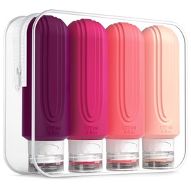 Mrsdry Travel Bottles for Toiletries, Large 6oz Oversize Containers, BPA Free Leak Proof Tubs Refillable Liquid Travel Accessories with Toiletry Bag for Cometic Shampoo and Lotion Soap (4 Pack)