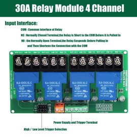 DIANN 30A 4 Channel Relay Module 12V Relay Module Expansion Board High Low Level Trigger with with Optocoupler Isolation for PLC Automation Equipment Control Industrial Control
