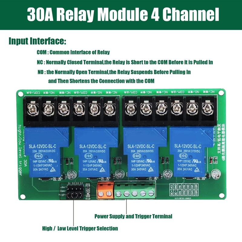 DIANN 30A 4 Channel Relay Module 12V Relay Module Expansion