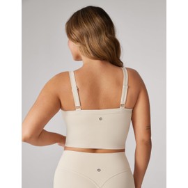 UNISSU Hugcurve Adjustable Longline Sports Bra Square Neck Workout Tank Crop Tops for Women with Built in Bra Padded Camisole Stardust Small