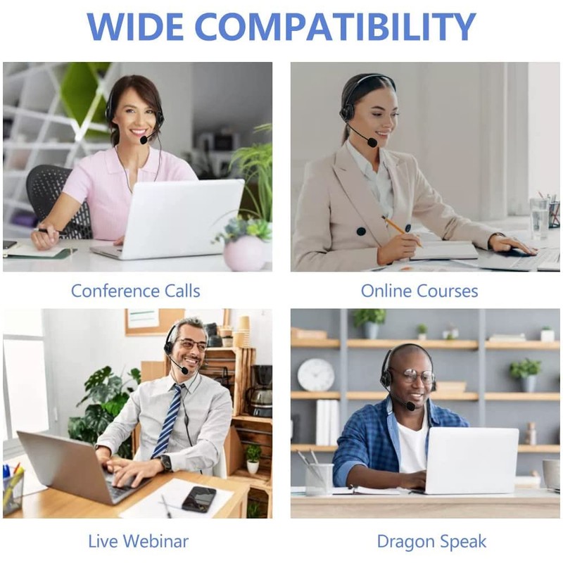 USB Headset with Microphone Noise Canceling Stereo PC Headset for